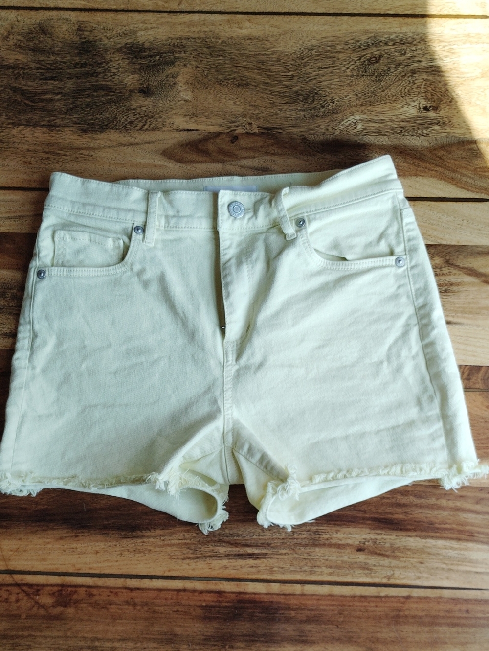 LOFT Lemon Yellow High Rise Denim Shorts Sz 0